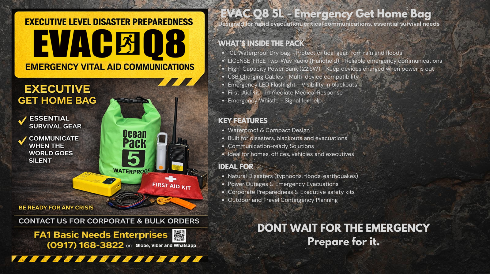 EVAC-Q8 5L Get Home Bag